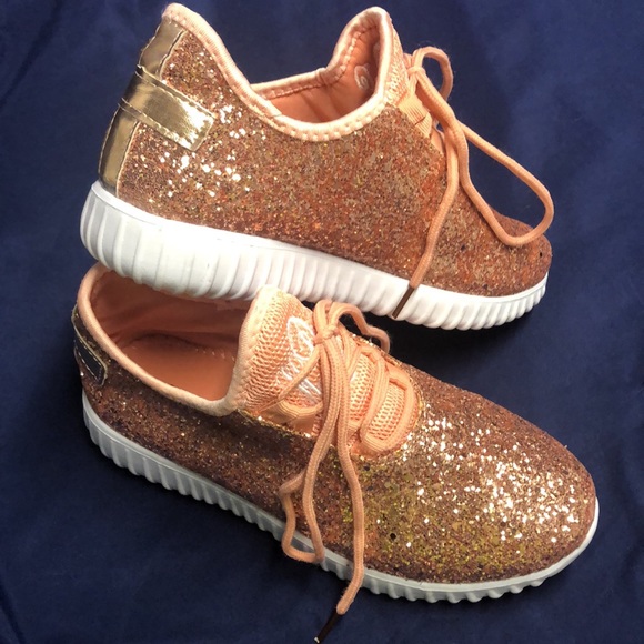NWOT Peach glitter tennies - Picture 2 of 4